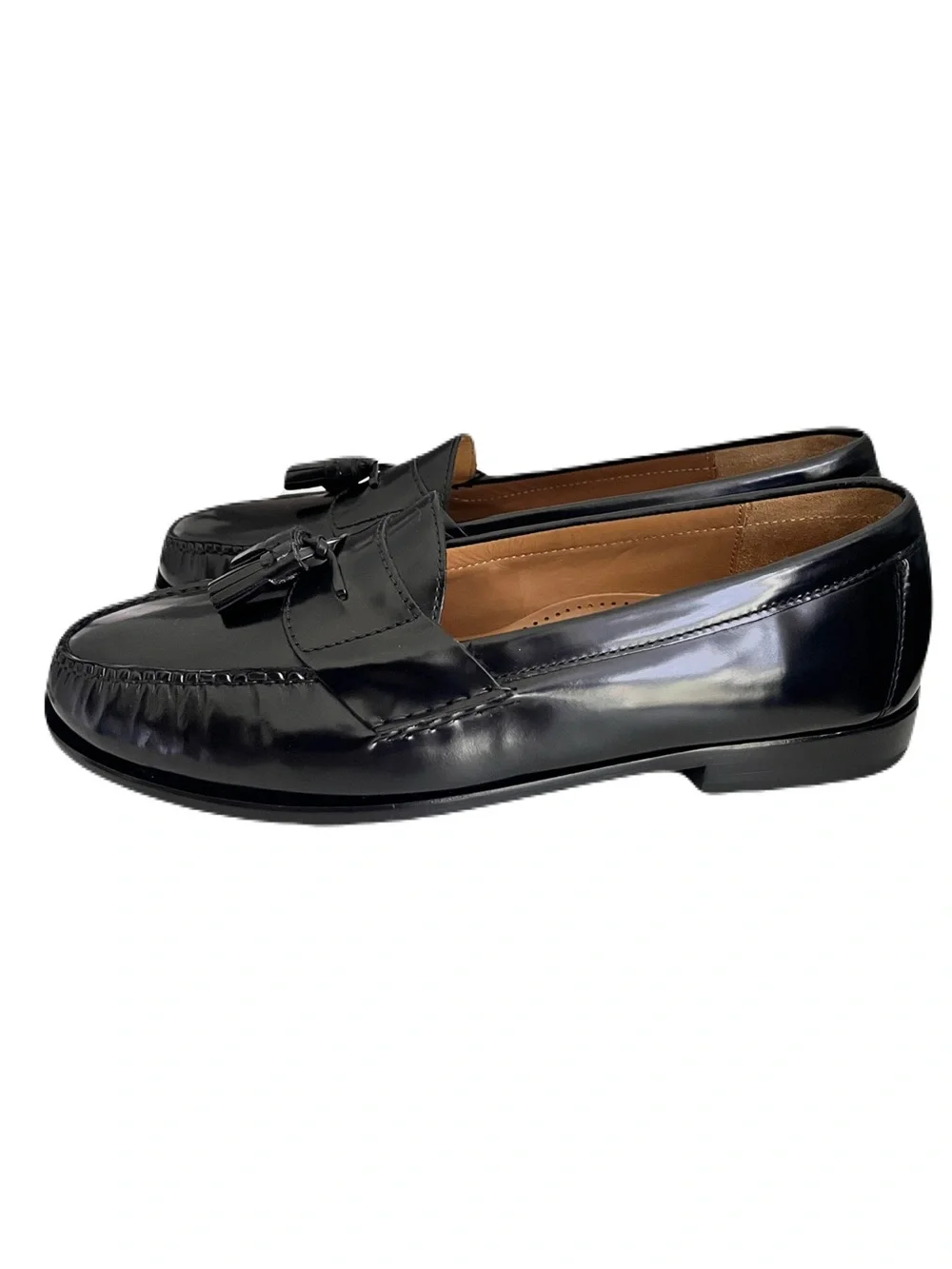 NWOB Cole Haan Black Leather Pinch Tassel Loafers, Size 13E
